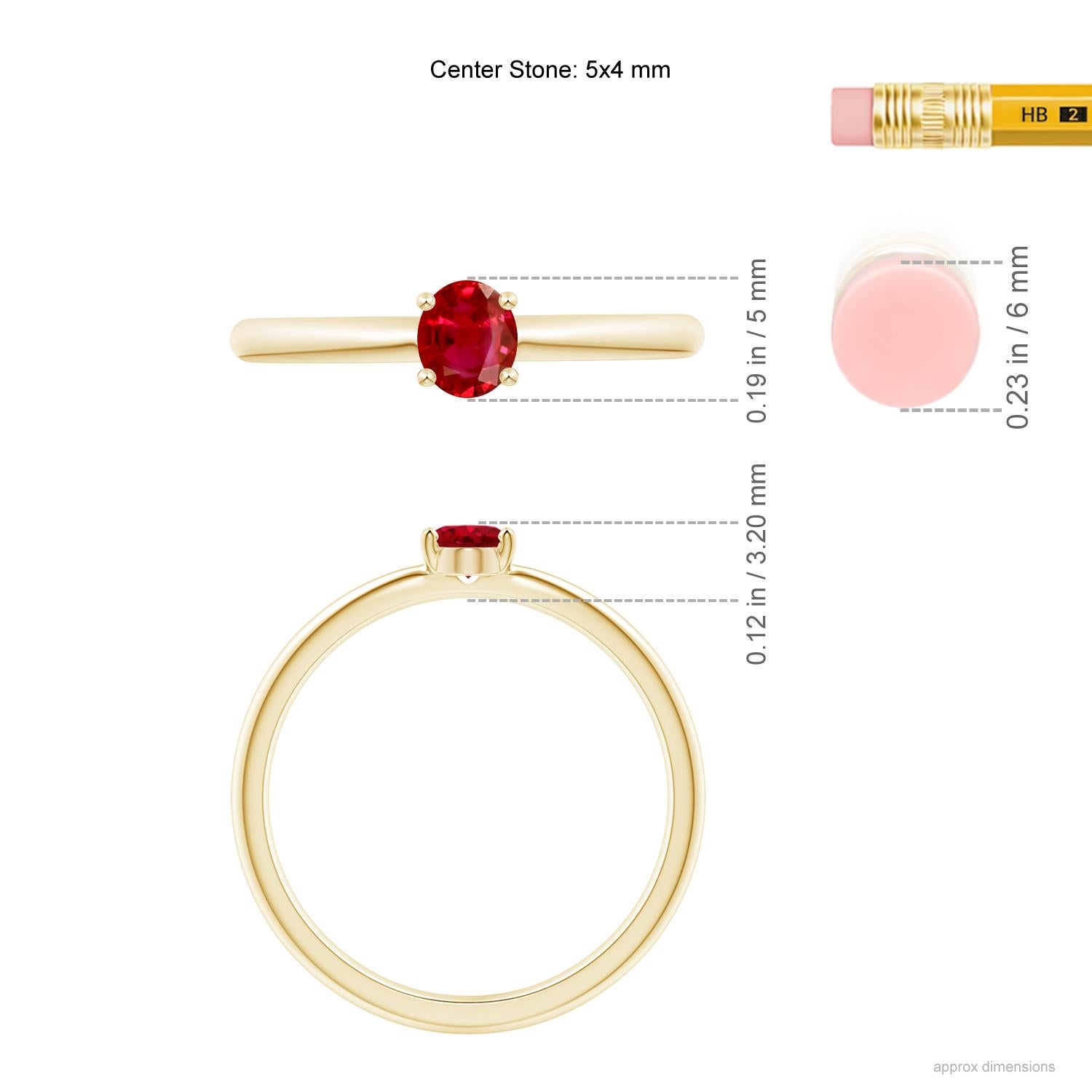En vente :  ANGARA Bague solitaire ovale avec promesse en or jaune 14 carats et rubis de 0,40 carat 2
