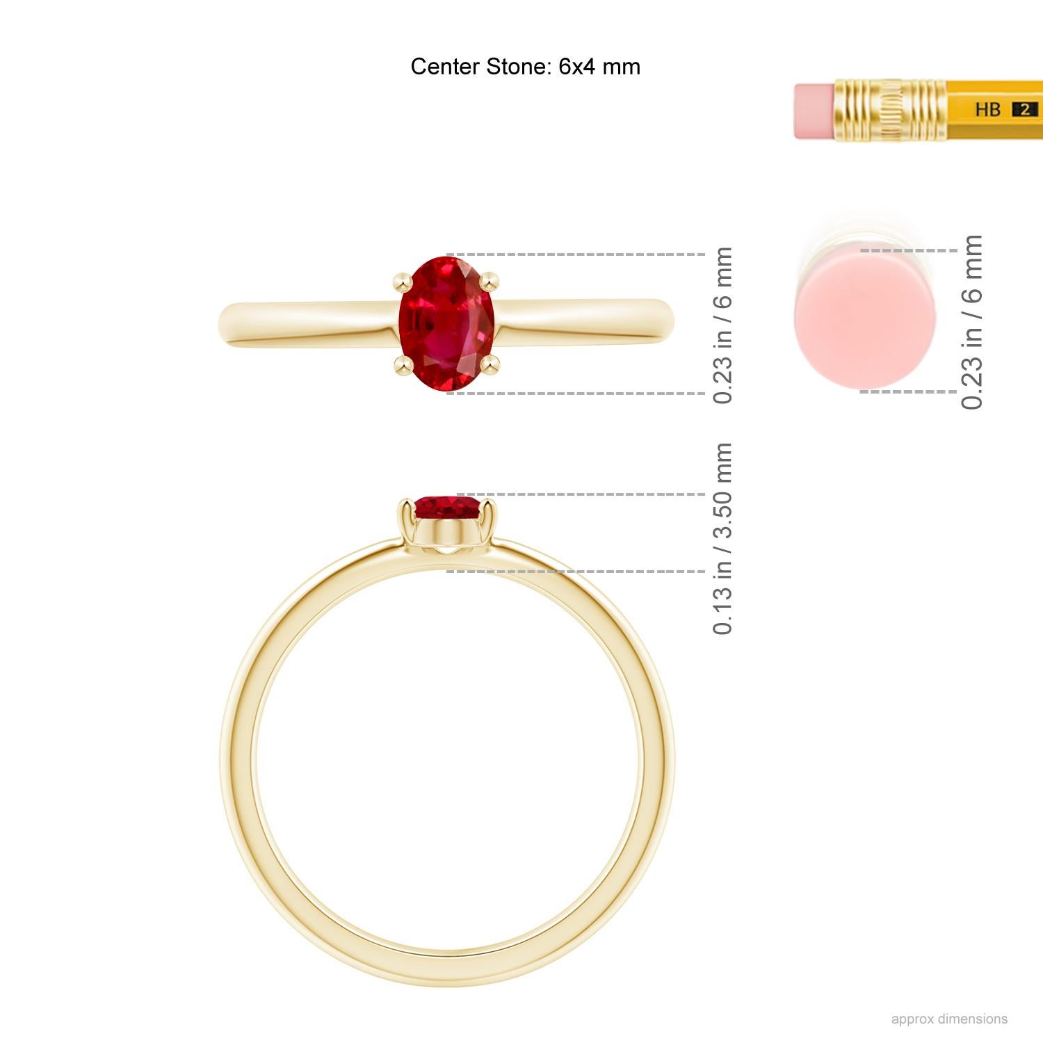 For Sale:  ANGARA Natural Solitaire Oval 0.60ct Ruby Promise Ring in 14K Yellow Gold 2