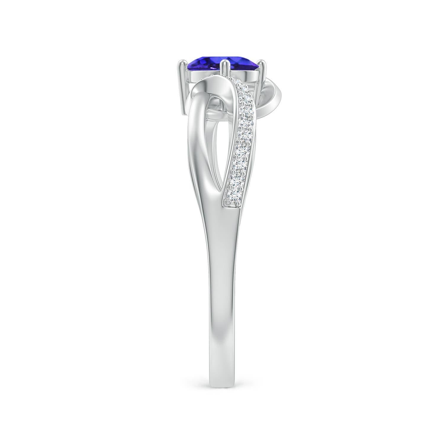 Oval Cut Angara Natural Solitaire Oval Tanzanite Ring with Diamond in 14k Solid Gold For Sale