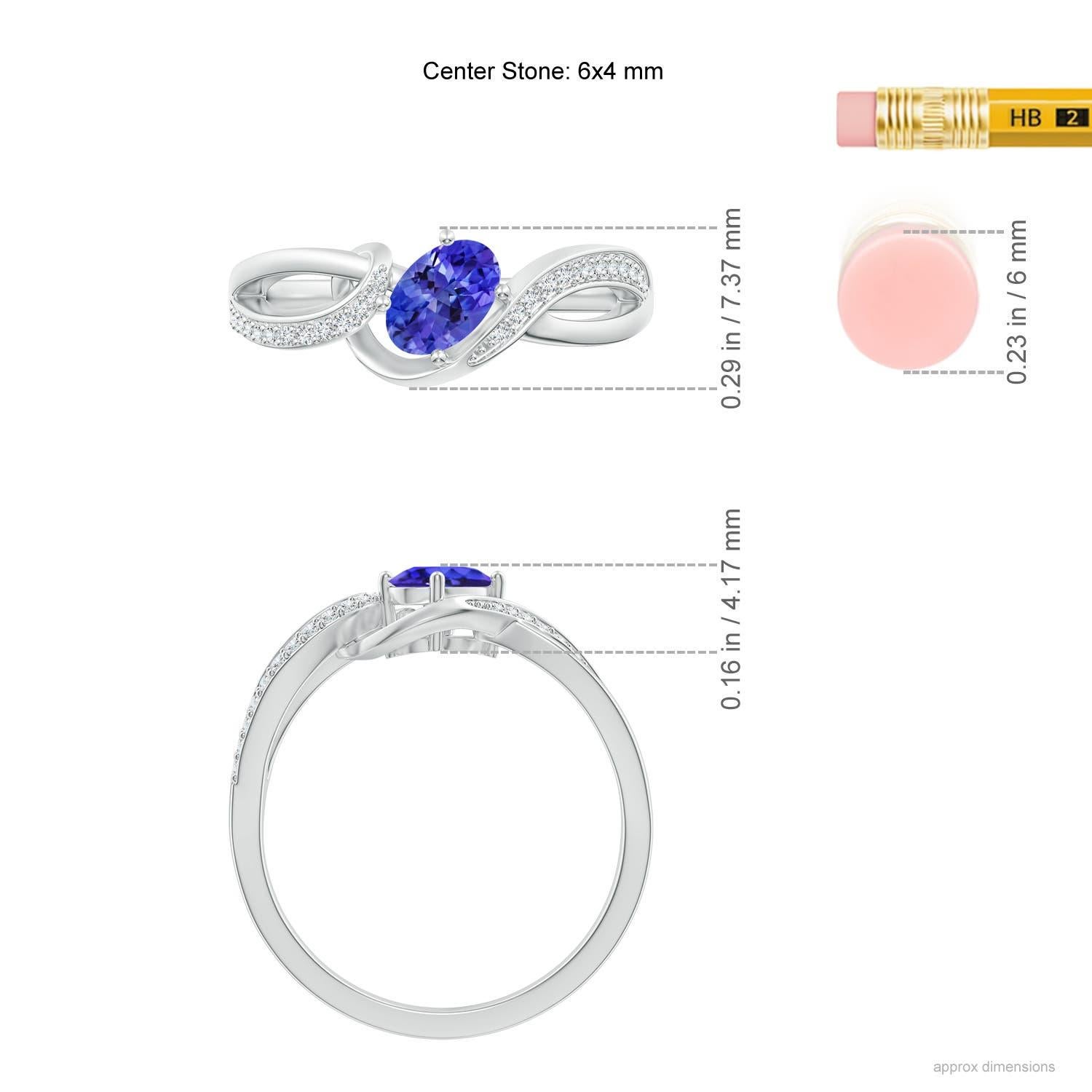 Angara Natural Solitaire Oval Tanzanite Ring with Diamond in 14k Solid Gold In New Condition For Sale In Los Angeles, CA