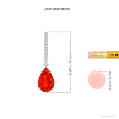 Angara natürlichen Solitär Birne 1,48 ct Feuer Opal Tropfen Ohrringe in 14K Solid Gold