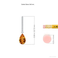 Angara Natural Solitaire Pear 1.6ct Citrine Drop Earrings with Diamonds 14K Gold
