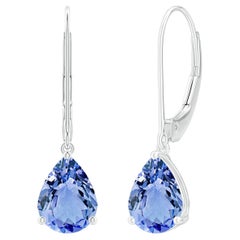 Angara Natural Solitaire Pear Shape 2.2ct Tanzanite Leverback Earring 14K Gold