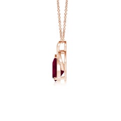 Angara Natural Solitaire Pear-Shaped Ruby Flame Pendant in 14K Solid Gold