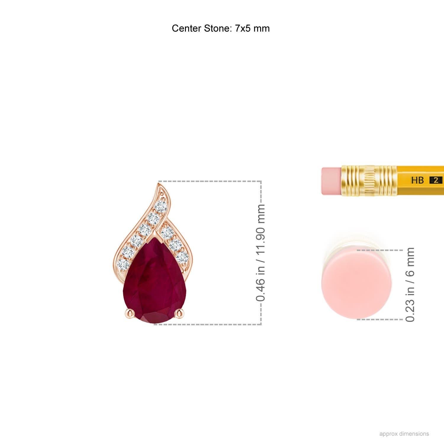Pear Cut Angara Natural Solitaire Pear-Shaped Ruby Flame Pendant in 14K Solid Gold For Sale