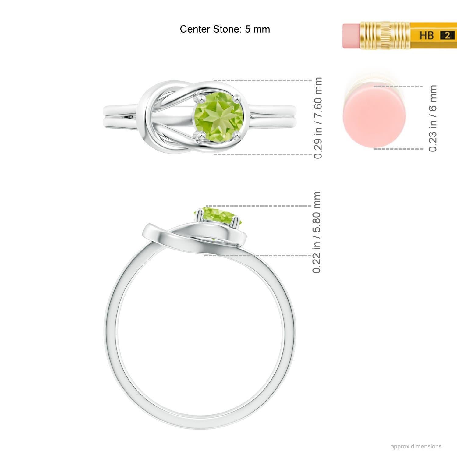 Angara Anello solitario naturale con peridoto e nodo infinito in oro massiccio 14K per donna in vendita 1