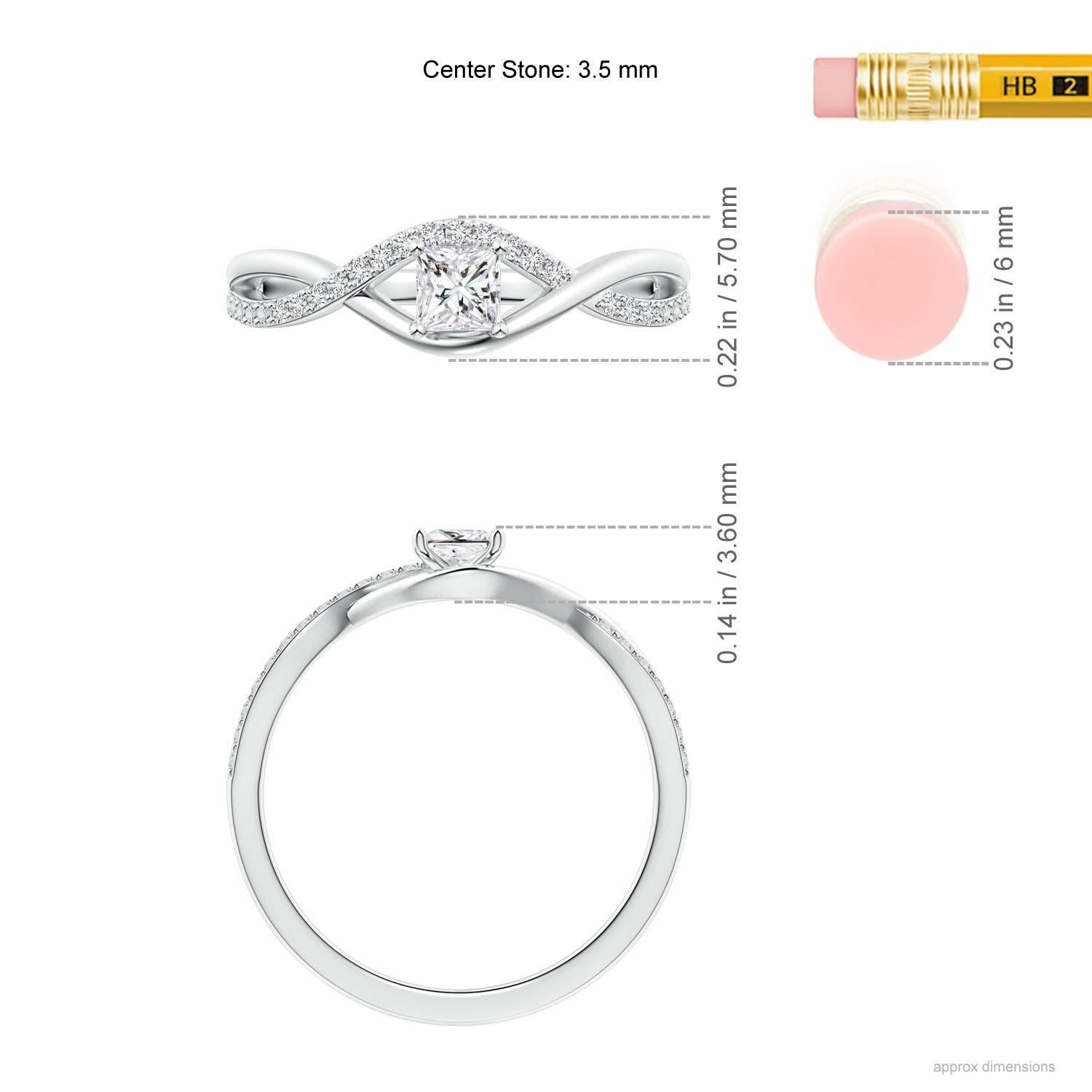 Angara Natürlicher Solitär Diamantring mit Prinzessinnenschliff aus massivem 14K Gold Damen im Angebot