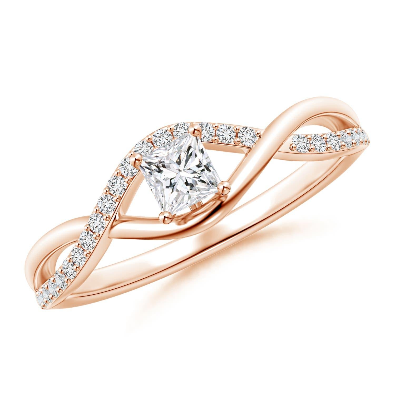 Angara Natürlicher Solitär Diamantring mit Prinzessinnenschliff aus massivem 14K Gold im Angebot 2