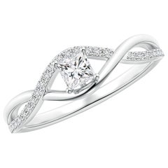Angara Natürlicher Solitär Diamantring mit Prinzessinnenschliff aus massivem 14K Gold