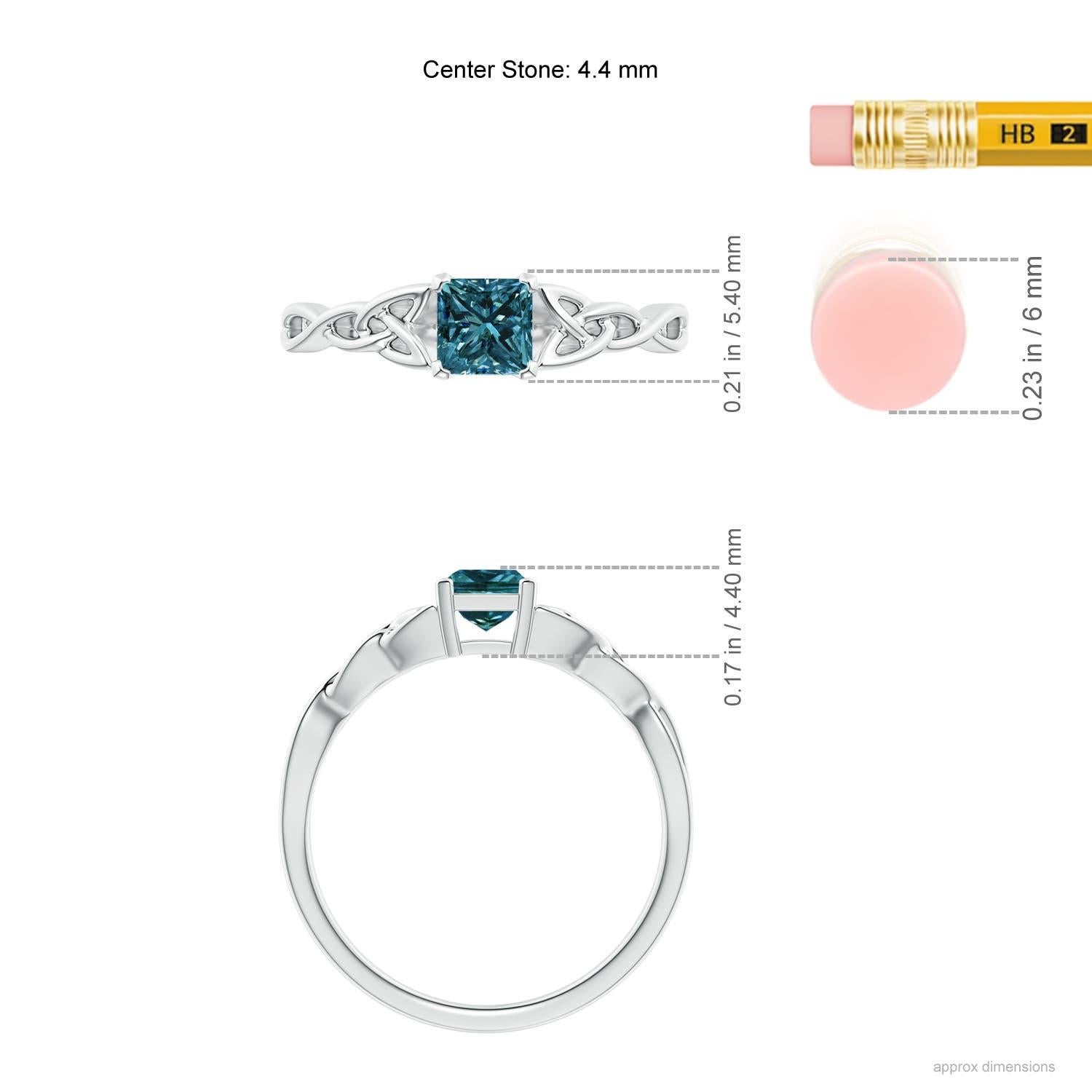 Angara Natürlicher Solitärring mit Princess-Schliff und blauem Diamanten in 14K Gold Damen im Angebot