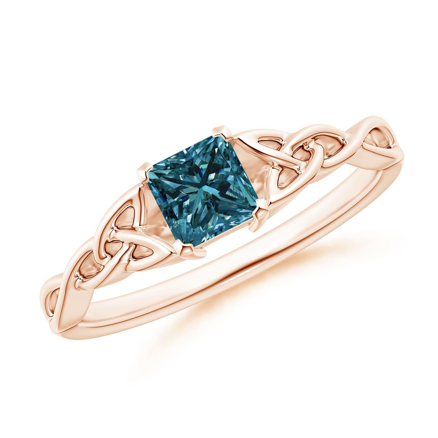 Angara Natürlicher Solitärring mit Princess-Schliff und blauem Diamanten in 14K Gold im Angebot 2