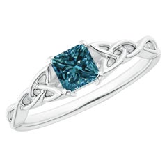 Angara Natürlicher Solitärring mit Princess-Schliff und blauem Diamanten in 14K Gold