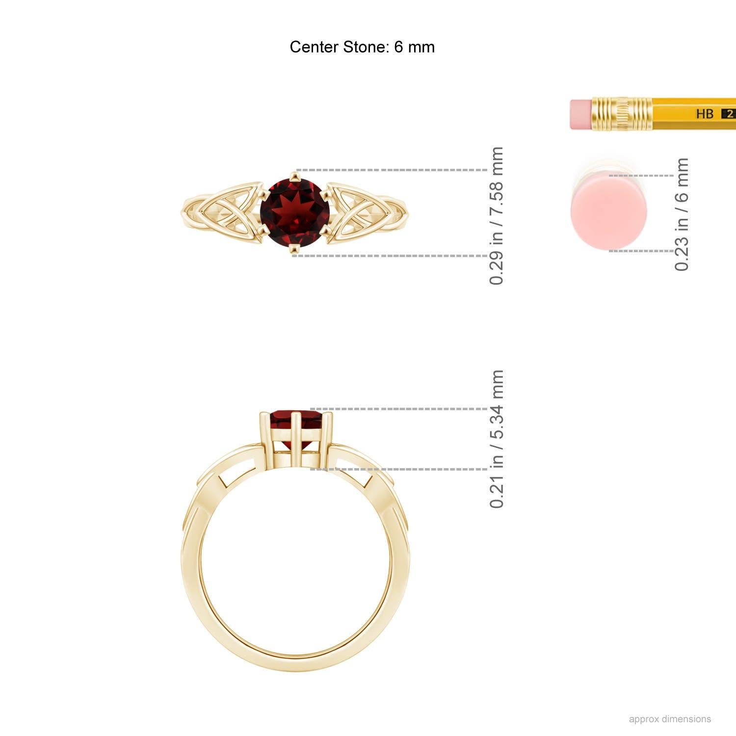 Angara Natural Solitaire Round 1 ct Garnet Celtic Knot Ring in 14K Solid Gold For Sale 1