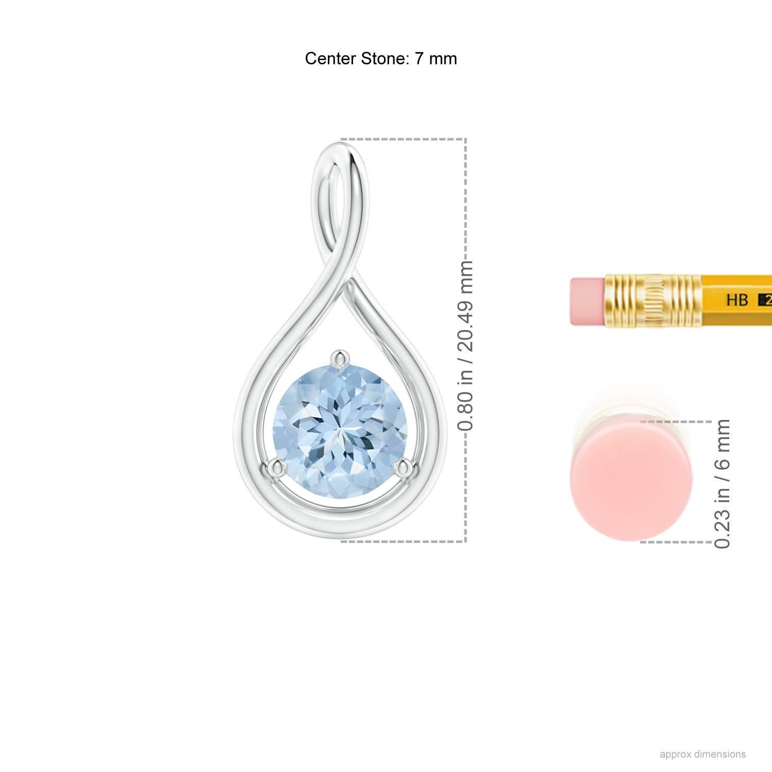 Round Cut Angara Natural Solitaire Round 1.12 ct Aquamarine Pendant in 14K Solid Gold For Sale