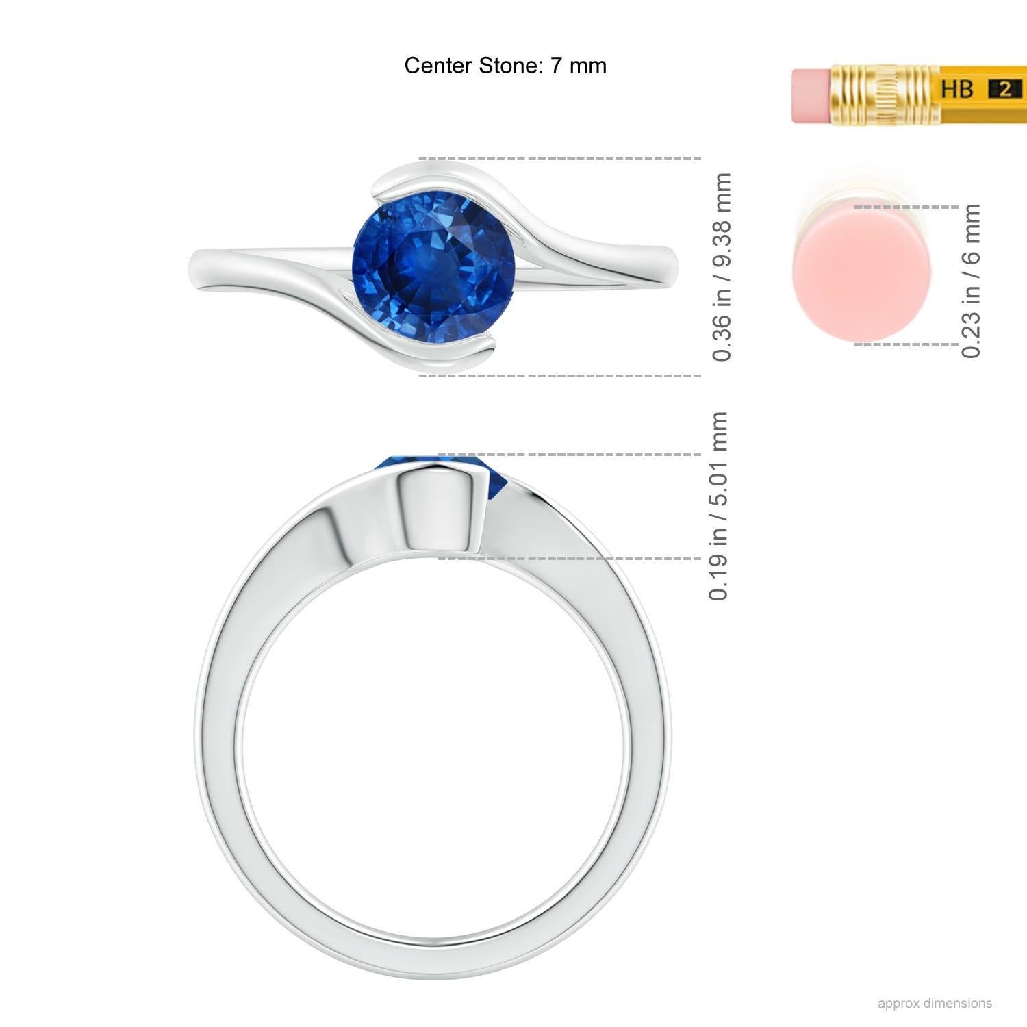 Angara natürlichen Solitär Runde 1,2ct blauer Saphir Bypass Ring in 14K massivem Gold im Angebot 1