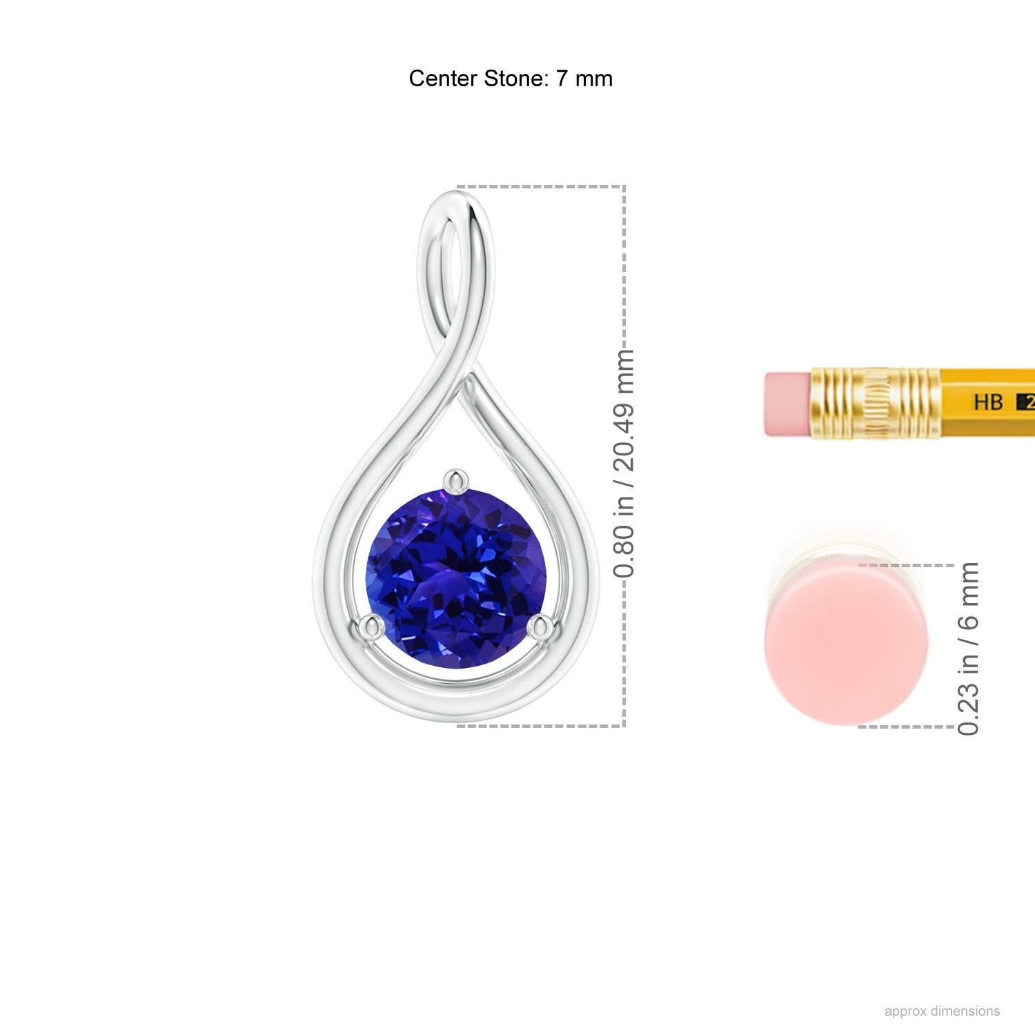 Taille ronde Angara Solitaire Naturel Rond 1.45 ct Tanzanite Pendentif Twist en or massif 14K en vente