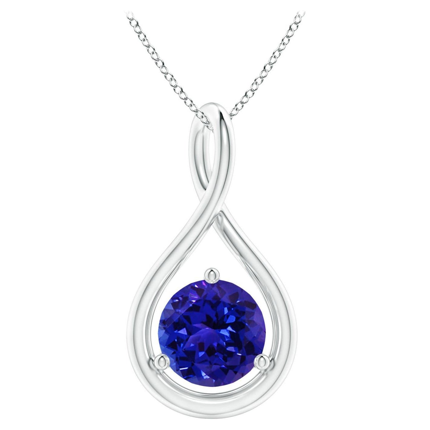 Angara natürlichen Solitär Runde 1,45 ct Tanzanite Twist Anhänger in 14K Solid Gold