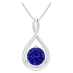Angara Solitaire Naturel Rond 1.45 ct Tanzanite Pendentif Twist en or massif 14K