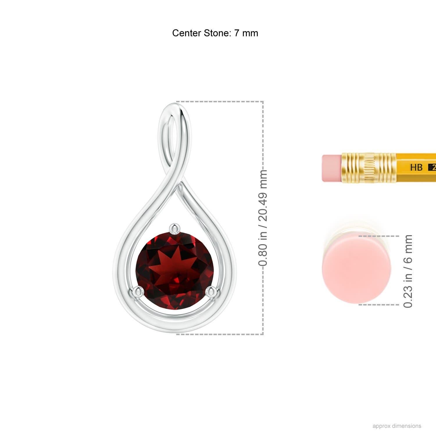 Round Cut Angara Natural Solitaire Round 1.5 ct Garnet Twist Pendant in 14K Solid Gold For Sale