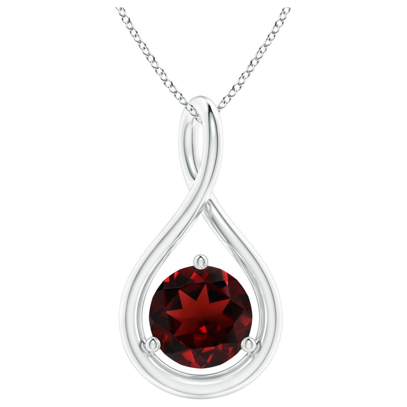 Angara Natural Solitaire Round 1.5 ct Garnet Twist Pendant in 14K Solid Gold