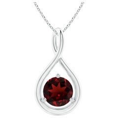 Angara Natural Solitaire Round 1.5 ct Garnet Twist Pendant in 14K Solid Gold