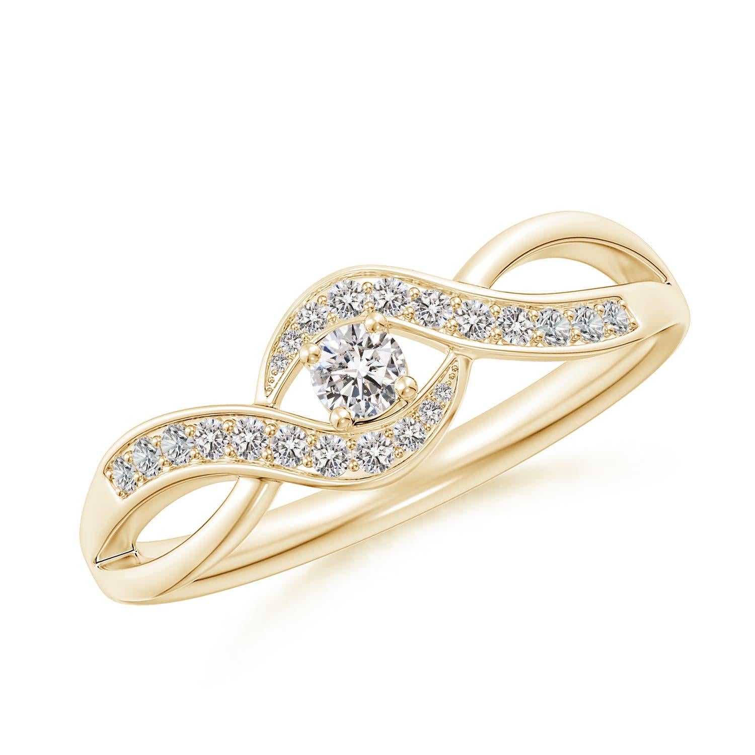 Angara natürlichen Solitär runden Diamanten Unendlichkeit Versprechen Ring in 14K massivem Gold im Angebot 1