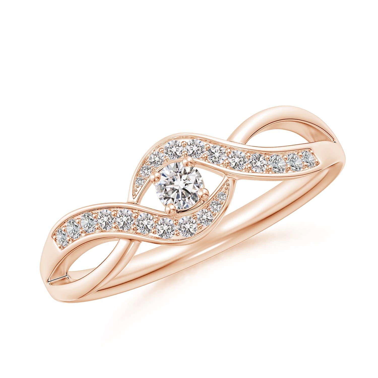 Angara natürlichen Solitär runden Diamanten Unendlichkeit Versprechen Ring in 14K massivem Gold im Angebot 2