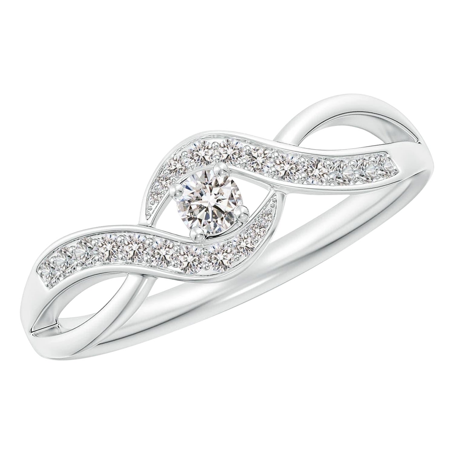 Angara natürlichen Solitär runden Diamanten Unendlichkeit Versprechen Ring in 14K massivem Gold