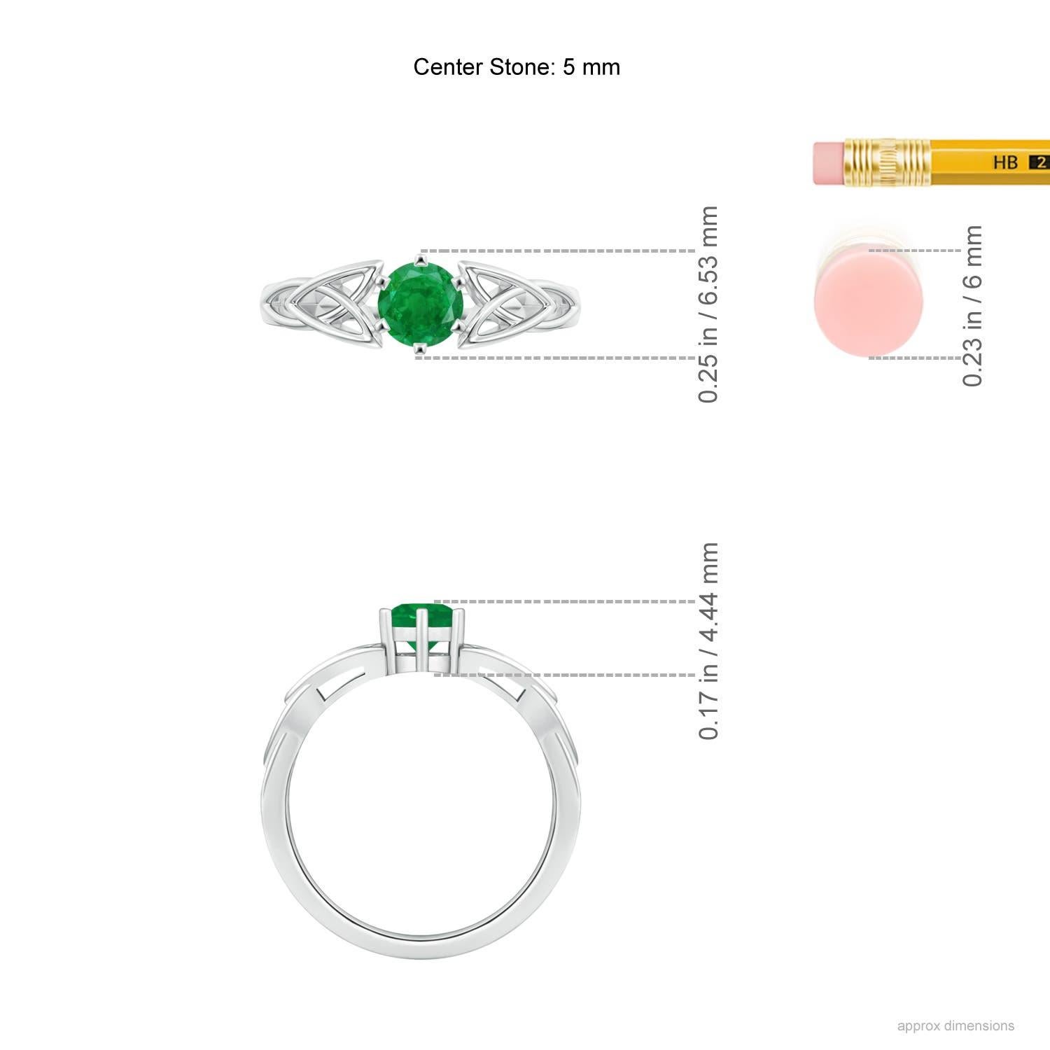 Women's Angara Natural Solitaire Round Emerald Celtic Knot Ring in 14K Solid Gold For Sale