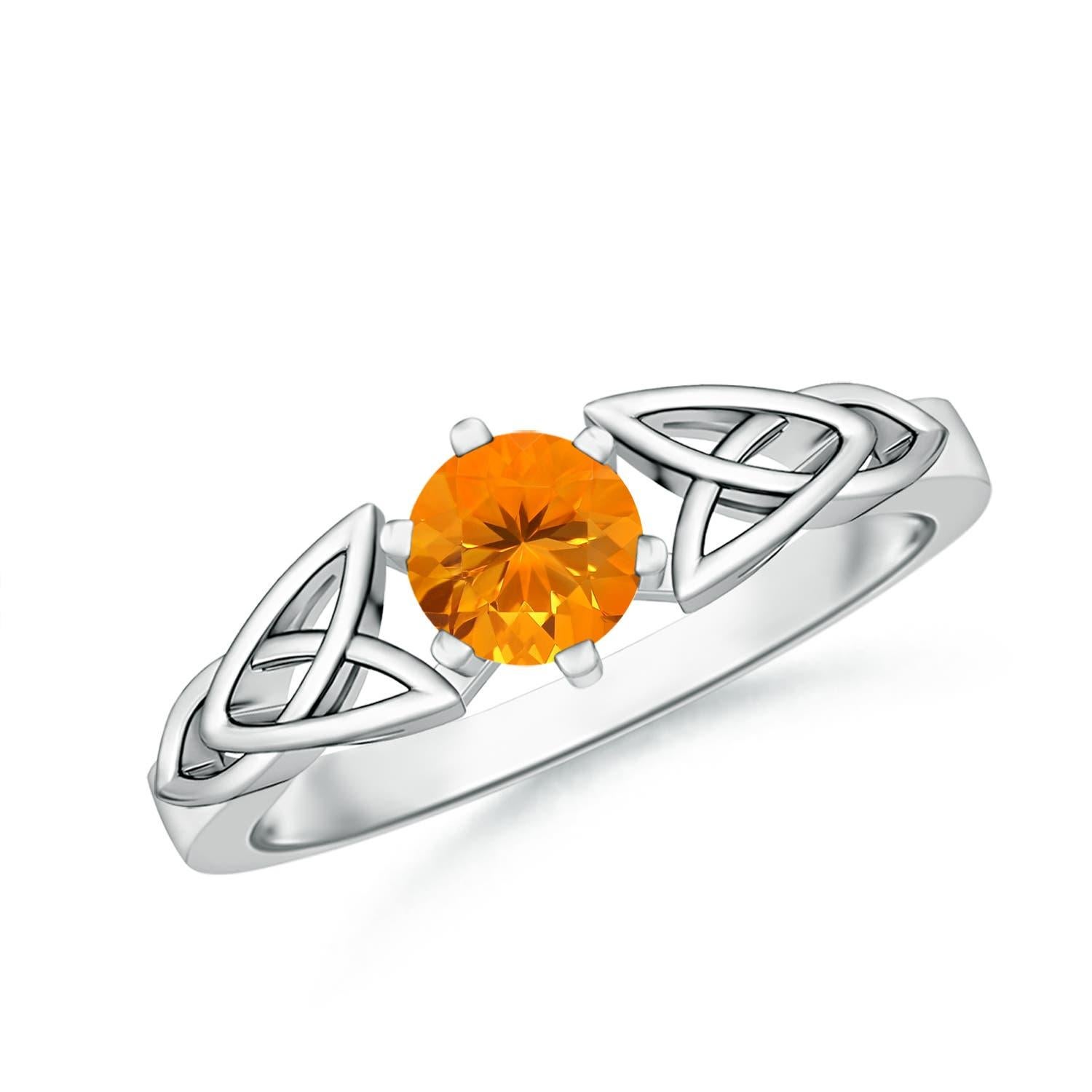Angara natürlichen Solitär runden Feuer Opal keltischen Knoten Ring in 14K massivem Gold Damen im Angebot