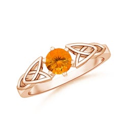 Angara natürlichen Solitär runden Feuer Opal keltischen Knoten Ring in 14K massivem Gold