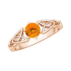 Angara natürlichen Solitär runden Feuer Opal keltischen Knoten Ring in 14K massivem Gold
