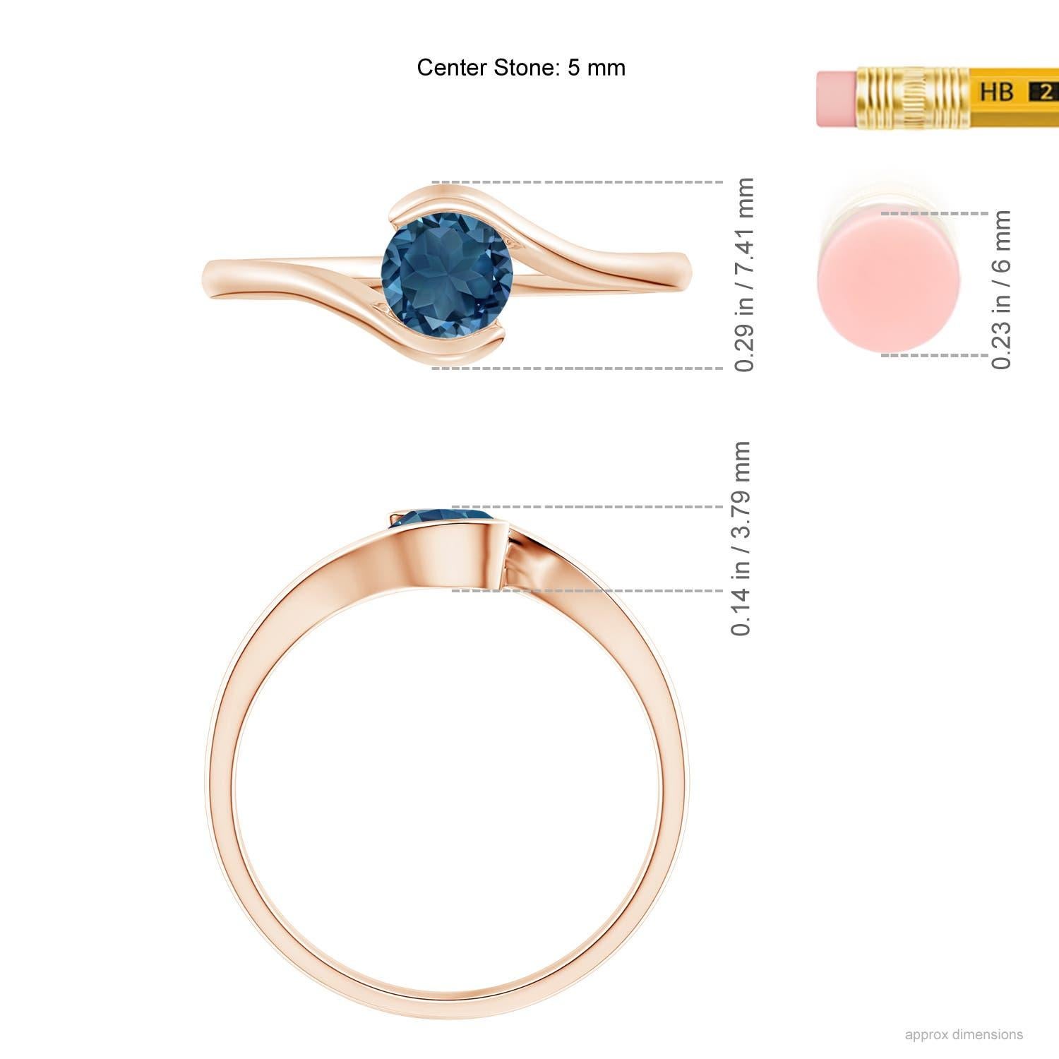 Angara Natürlicher Solitär Runder Londoner Blautopas Bypass Ring in 14K massivem Gold im Angebot 2