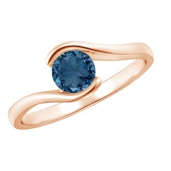 Angara Natural Solitaire Round London Blue Topaz Bypass Ring in 14K Solid Gold