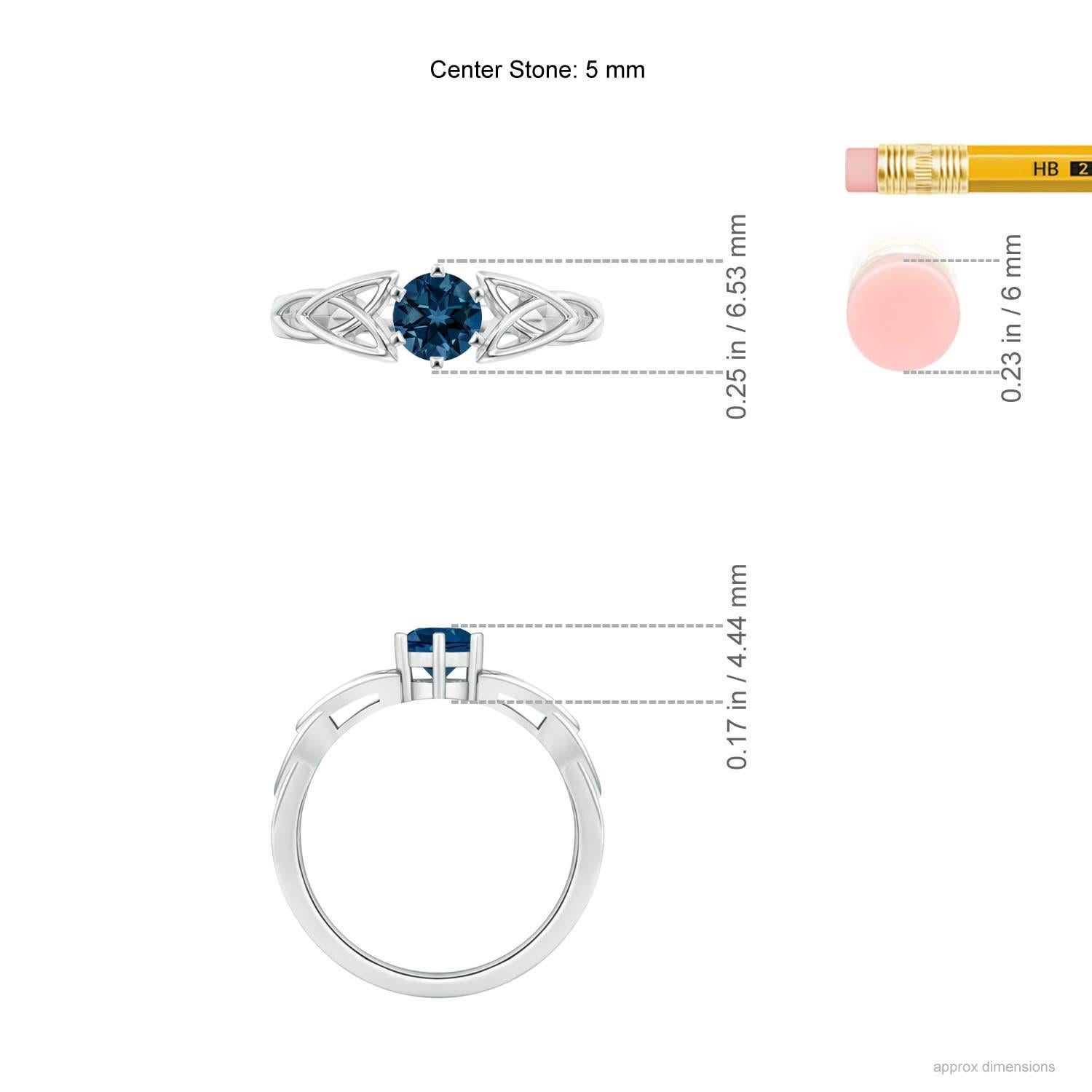Angara natürlichen Solitär runden Londoner Blautopas keltischen Knoten Ring in 14K Gold im Zustand „Neu“ im Angebot in Los Angeles, CA