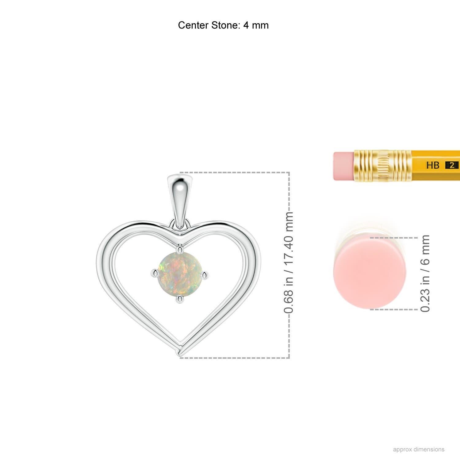 Modern Angara Natural Solitaire Round Opal Open Heart Pendant in 14K Solid Gold For Sale