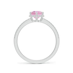 Angara Natural Solitaire Round Pink Tourmaline Ring with Diamond in 14K Gold