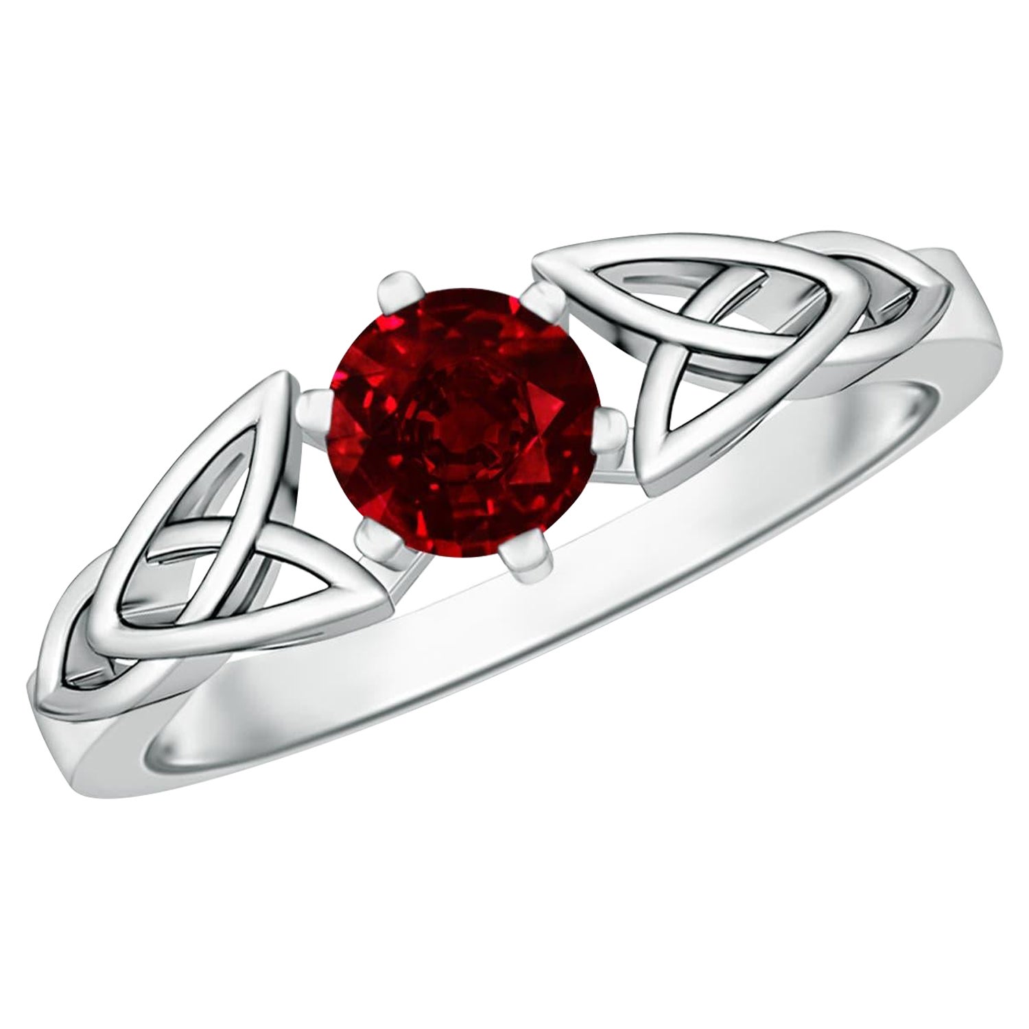 Angara Natural Solitaire Round Ruby Celtic Knot Engagement Ring 14K Solid Gold