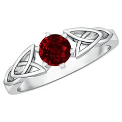 Angara Natural Solitaire Round Ruby Celtic Knot Engagement Ring 14K Solid Gold