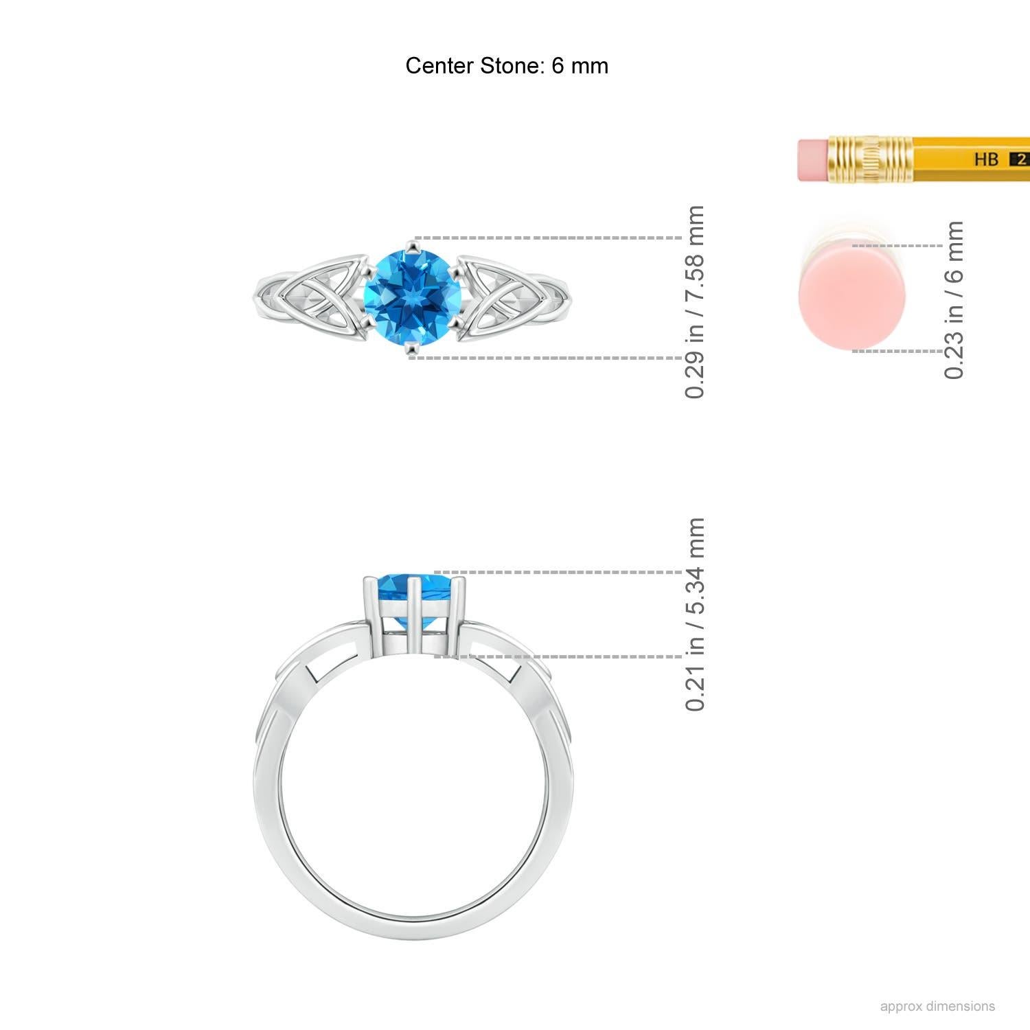 Women's Angara Natural Solitaire Round Swiss Blue Topaz Knot Ring in 14K Solid Gold For Sale