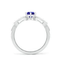 Angara Natural Solitaire Round Tanzanite Celtic Knot Ring in 14K Solid Gold