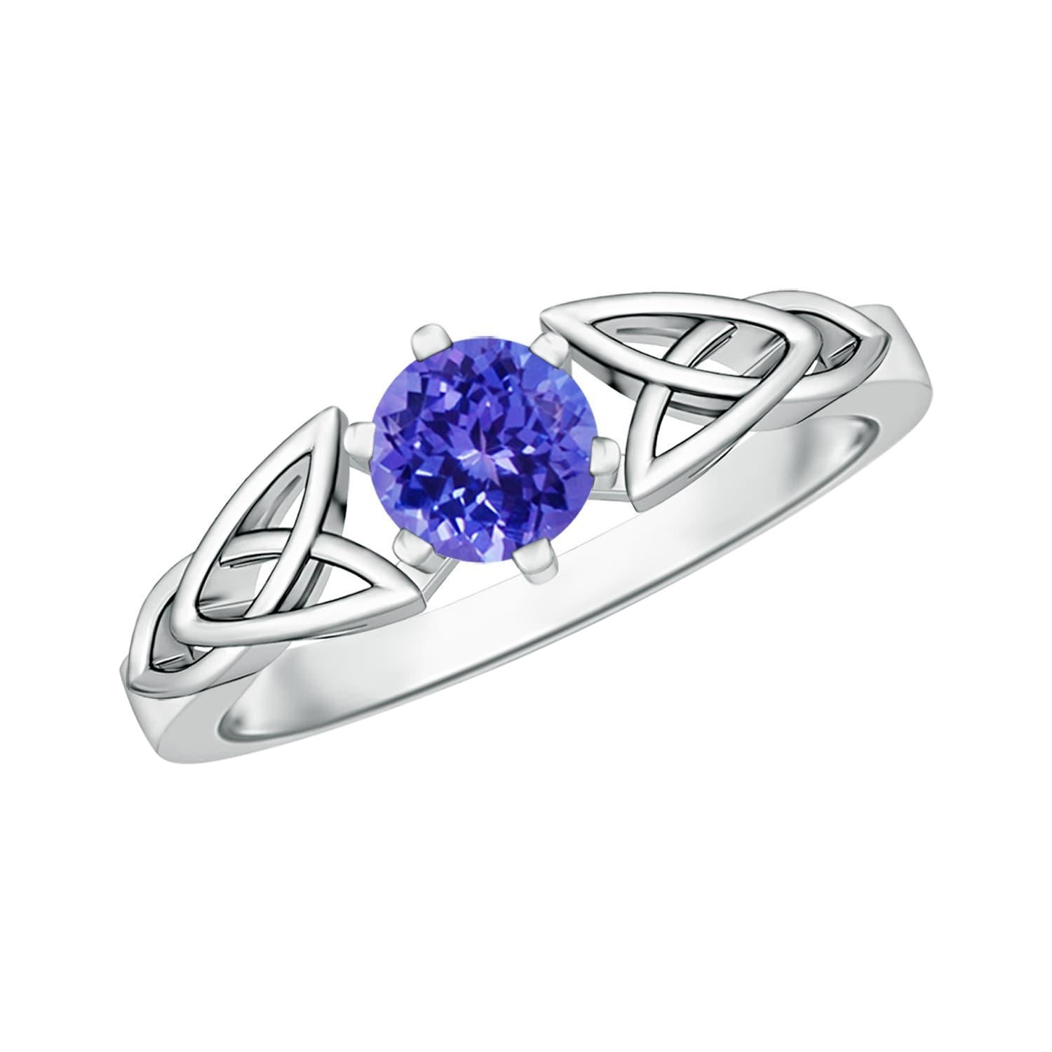 Angara natürlichen Solitär Runde Tansanit keltischen Knoten Ring in 14K massivem Gold im Angebot