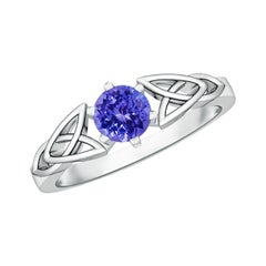 Angara natürlichen Solitär Runde Tansanit keltischen Knoten Ring in 14K massivem Gold