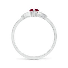 Angara Anello Promessa Bypass in Rubino Solitario Naturale con Diamante in Oro Solido 14K