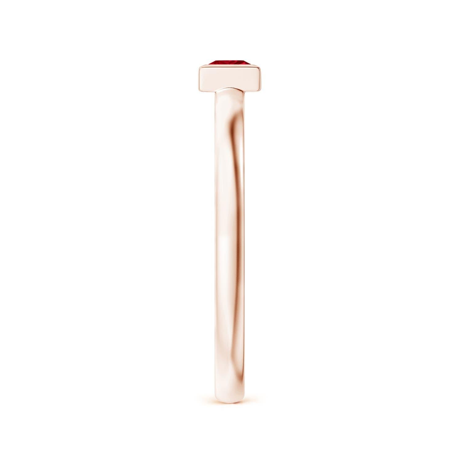 Angara Natürlicher Solitär Quadratischer Rubin Stapelbarer Verlobungsring in 14K Massiv Gold im Zustand „Neu“ im Angebot in Los Angeles, CA