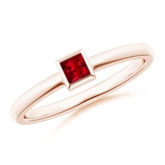 Angara Natural Solitaire Square Ruby Stackable Engagement Ring in 14K Solid Gold