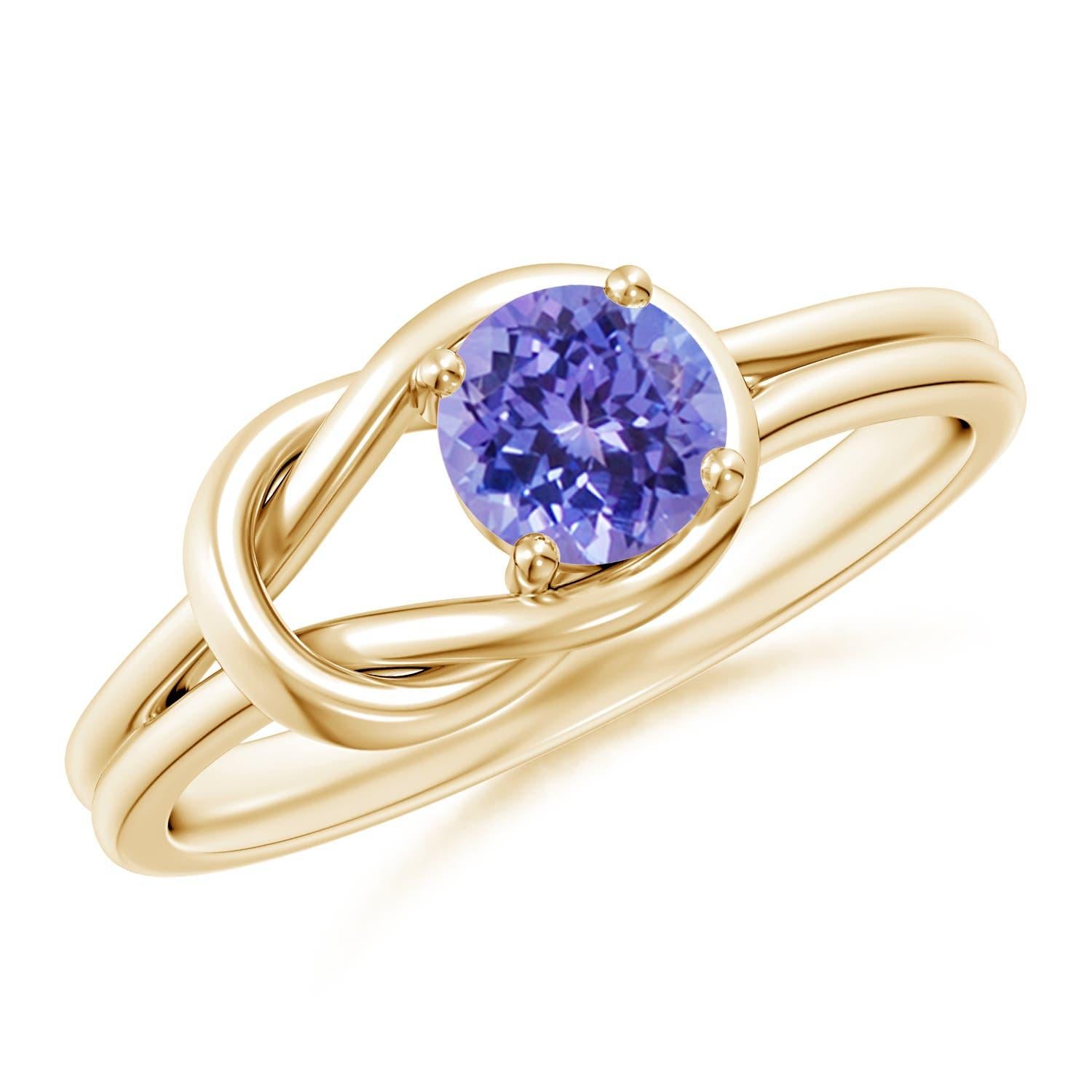 Angara natürlichen Solitär Tanzanite Infinity Knot Ring in 14K massivem Gold im Angebot 1