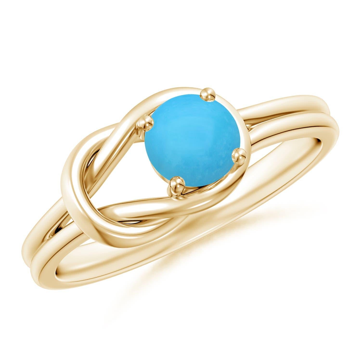 Angara natürlichen Solitär Türkis Infinity Knot Ring 14K Solid Gold für Frauen im Angebot 1