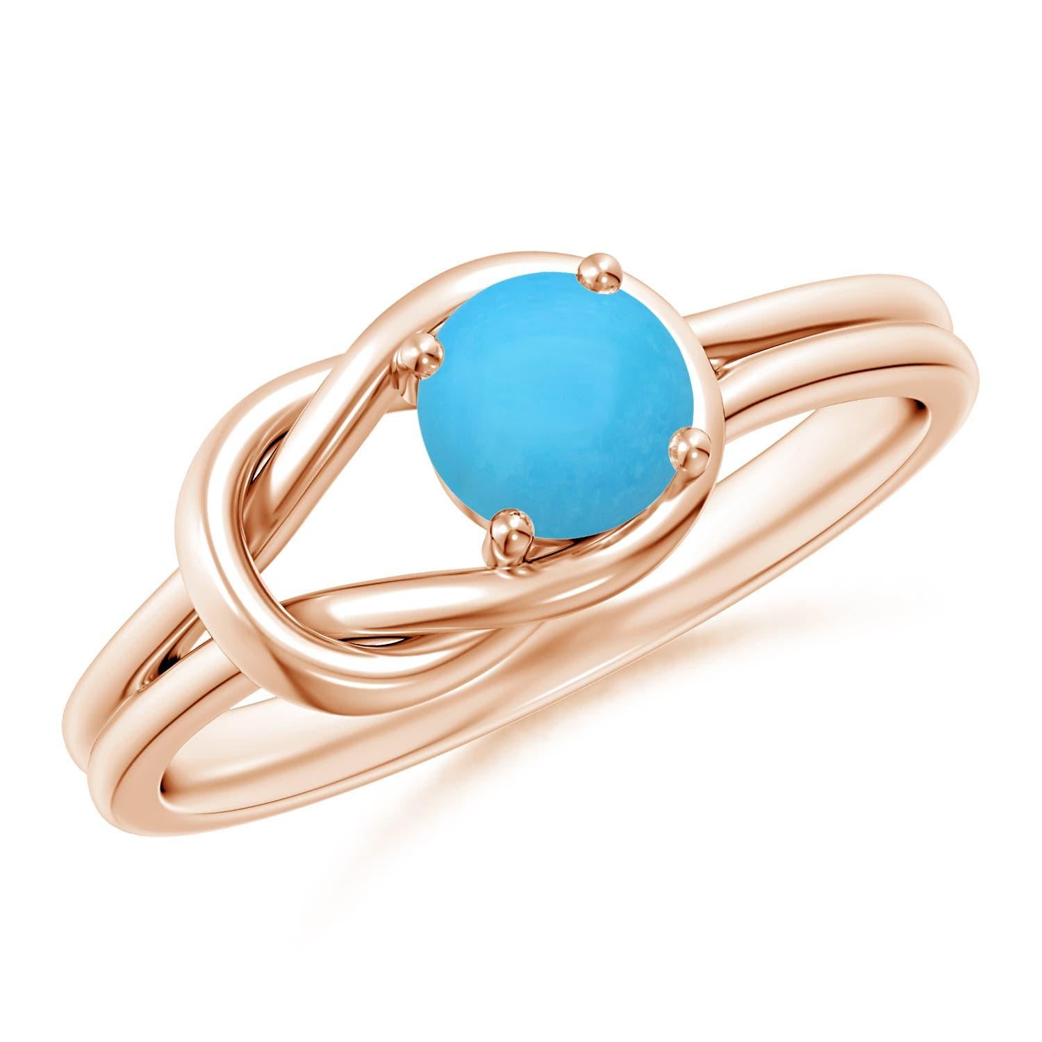 Angara natürlichen Solitär Türkis Infinity Knot Ring 14K Solid Gold für Frauen im Angebot 2