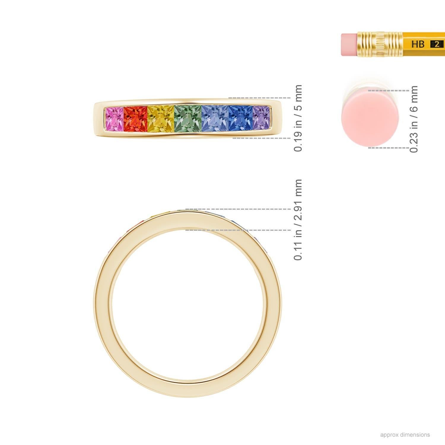 Quadrato Anello Angara Nature Spectra Square Multi-Sapphire Non-Eternity in oro massiccio 14 carati in vendita